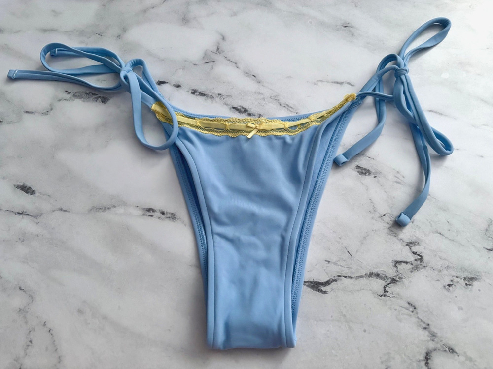 PINK Victoria's Secret x Frankies Bikinis Swim Bikini Bottom Itsy Side Tie Blue
